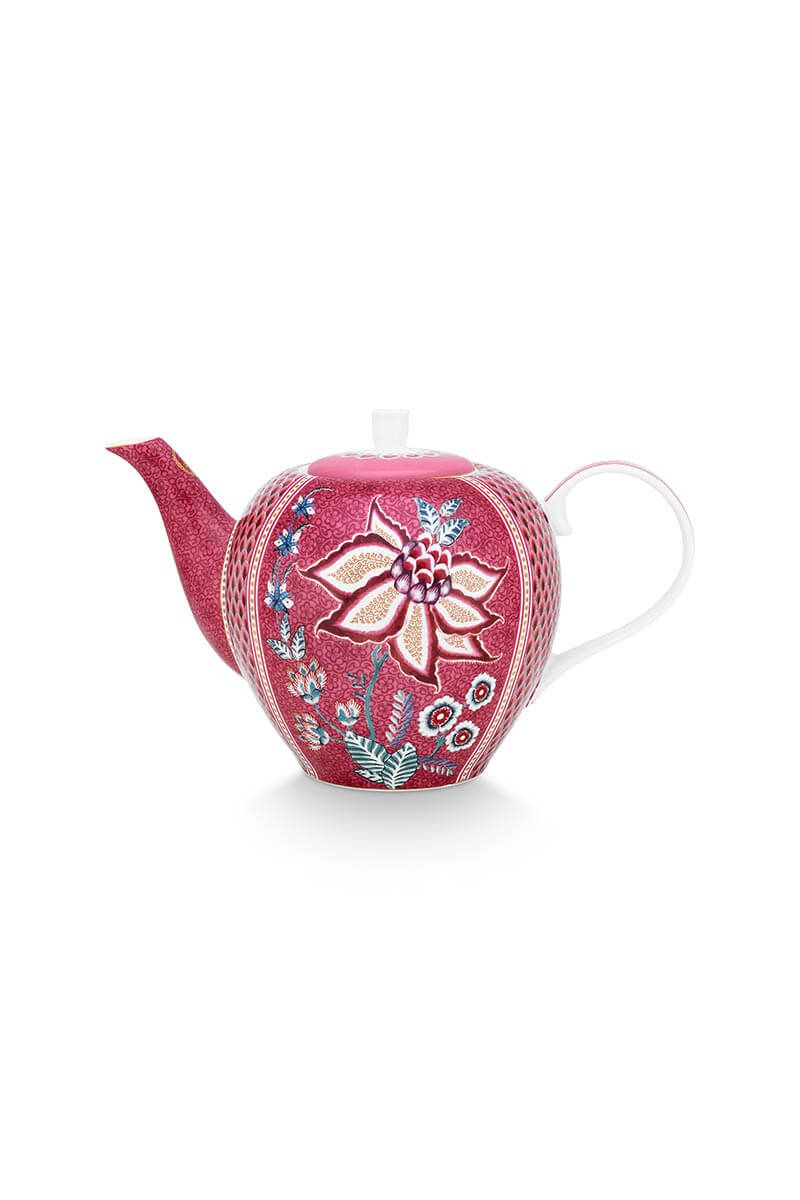 Tea Pot Large Flower Festival Dark Pink