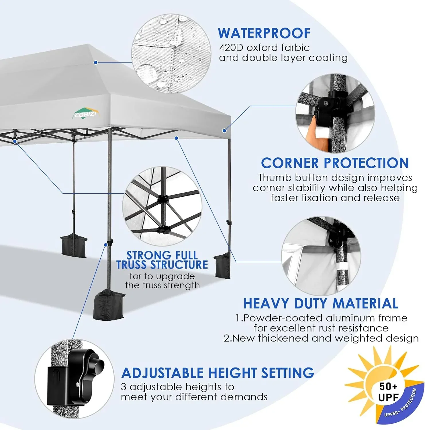 COBIZI 10x20 Heavy Duty Pop up Canopy Tent 6 sidewalls Commercial Canopy Wedding Party Tents