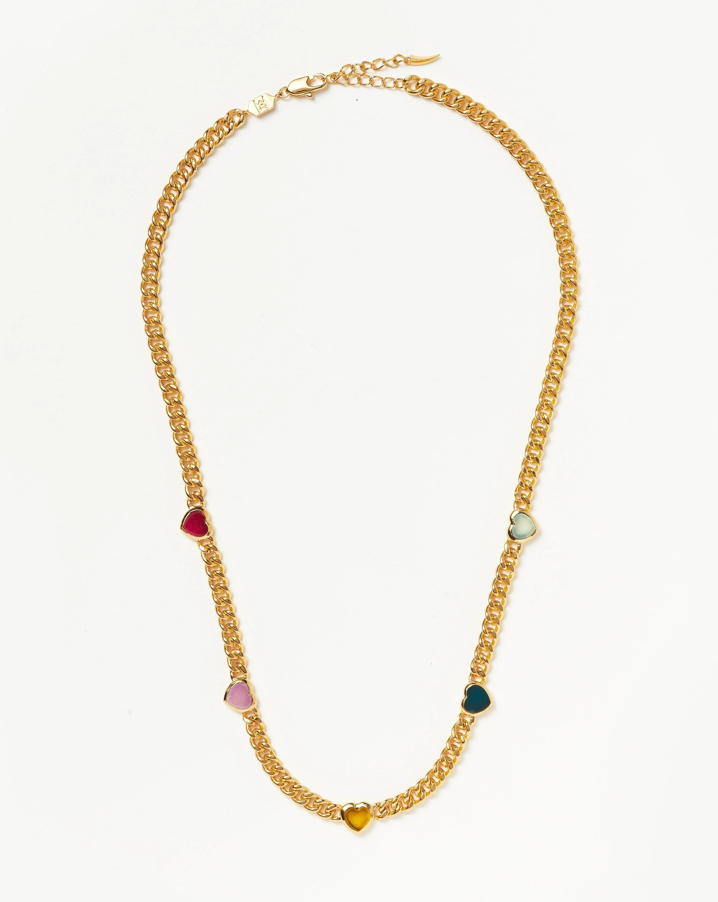 Jelly Heart Gemstone Charm Necklace | 18ct Gold Plated/Multi Quartz