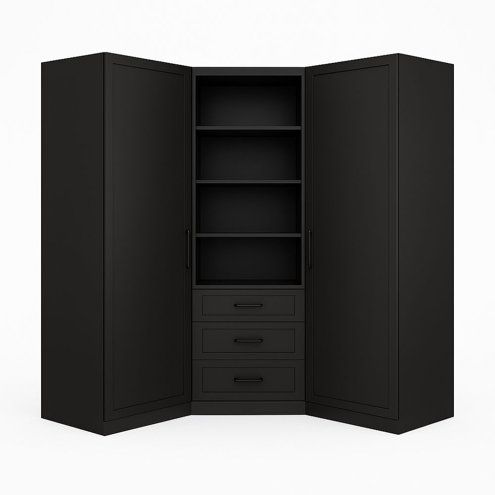 Armario Esquinero de Almacenamiento Interior 180x180x240 cm Negro Madera