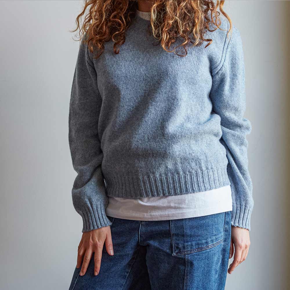 Merci - Pull en laine Shetland Femme - Bleu Ciel