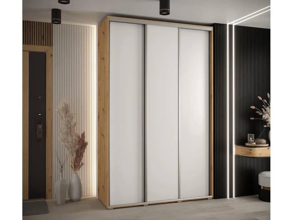 ARMARIO Mueblesclasic 1 DE PUERTAS CORREDERAS 235.2/160/60 3 puertas (Artisan/Blanco/Plata)