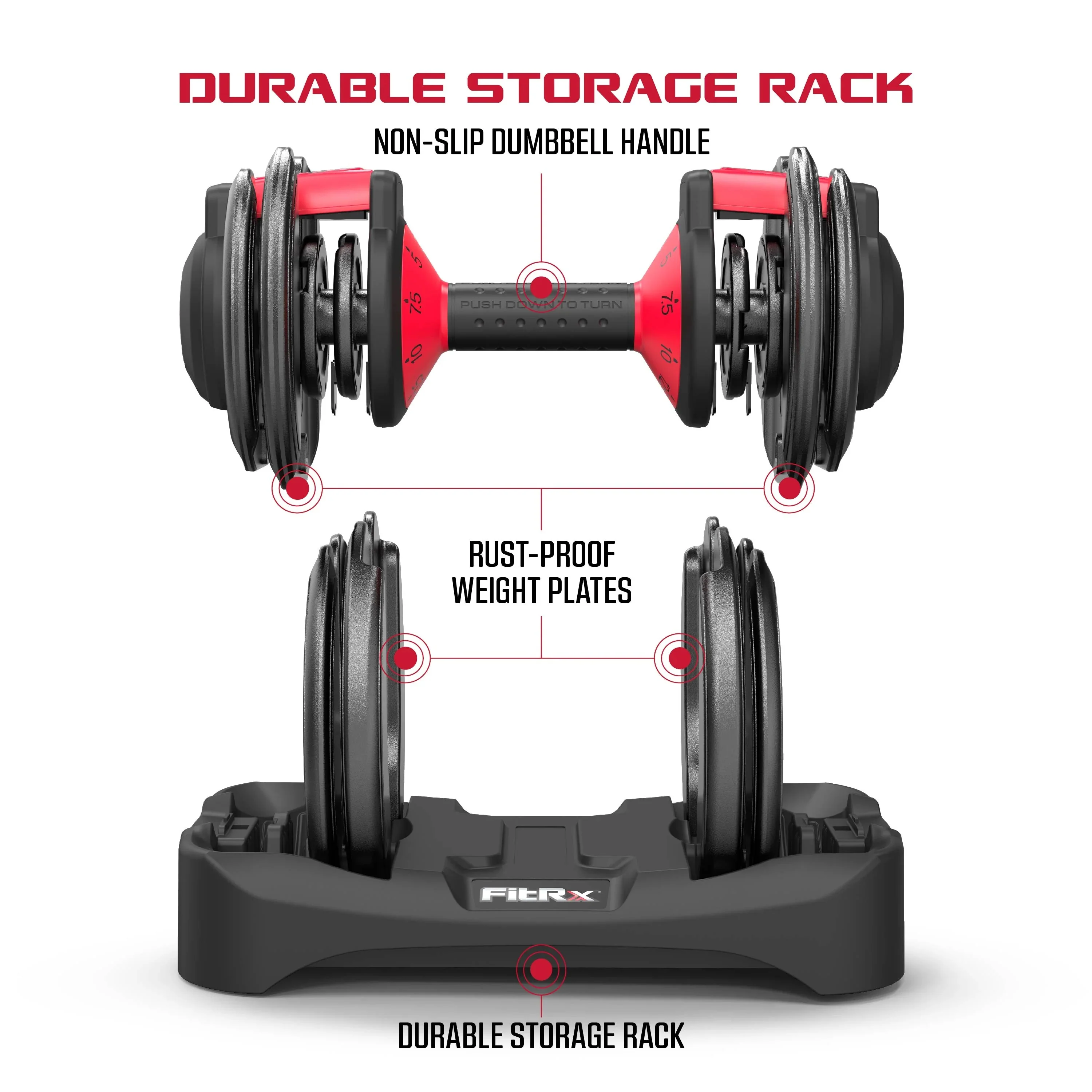 FitRx SmartBell Adjustable Dumbbell Set, 2-Pack, 25lb, 9-in-1 Quick-Select Weights, 2.5lb Increments - Image 8 FitRx SmartBell Adjustable Dumbbell Set, 2-Pack, 25lb, 9-in-1 Quick-Select Weights, 2.5lb Increments - Image 8