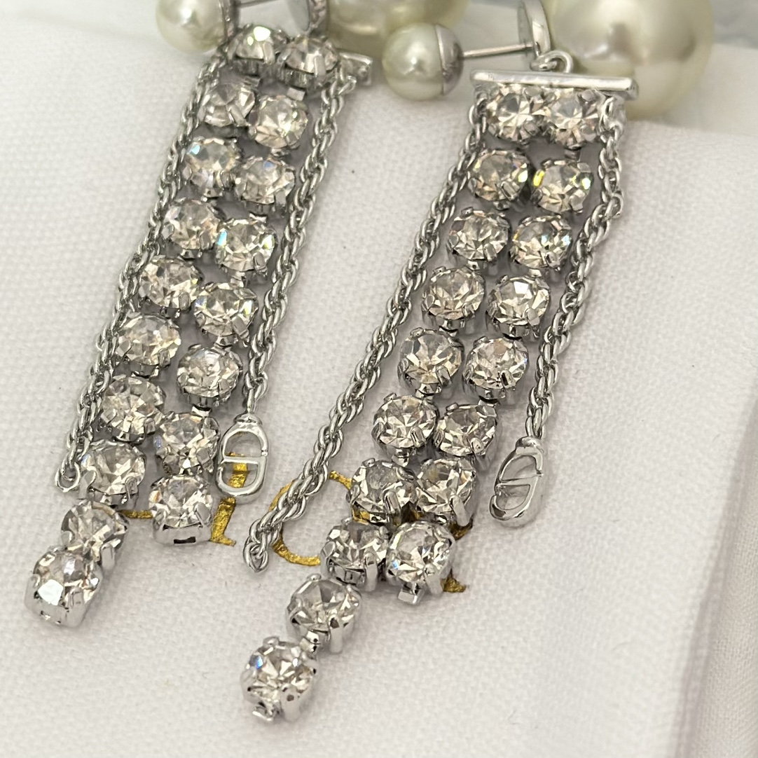 Dior Rhinestone Tassel Earrings - Original Replica Club