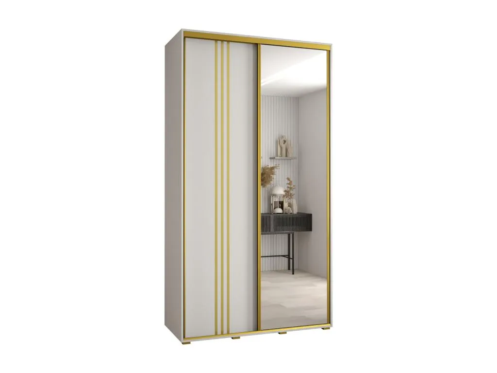 Armario Davos 7 corredero 235,2x130x45 cm 2 puertas blanco combinado con oro bib3169369