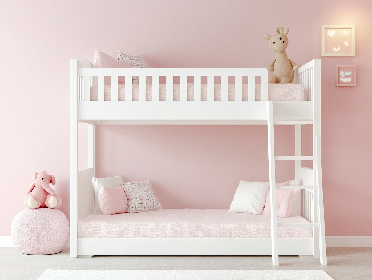 Litera infantil blanca con escalera lateral y diseño seguro FZ0926964