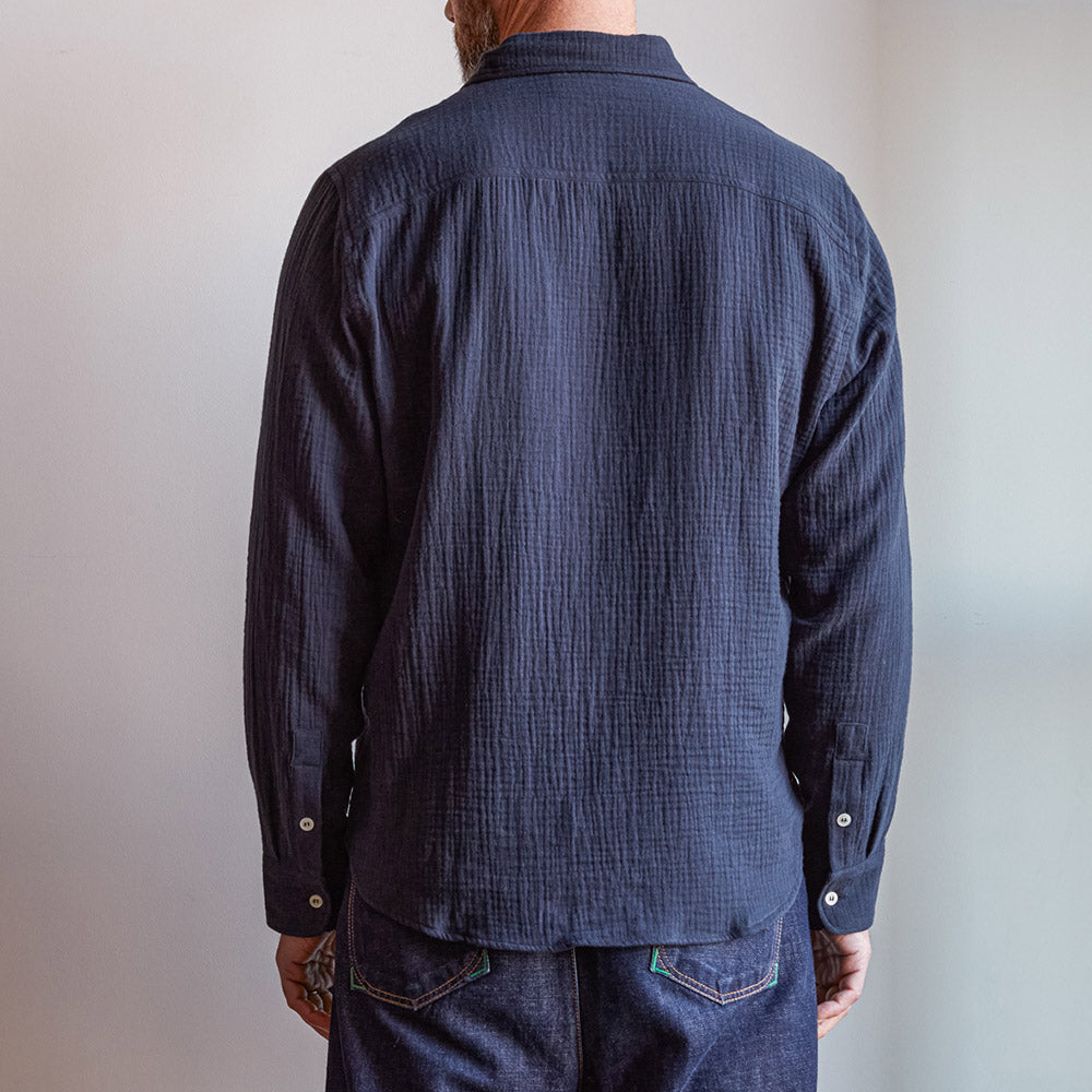 Merci - Chemise Gaspard en gaze de coton - Bleu Marine