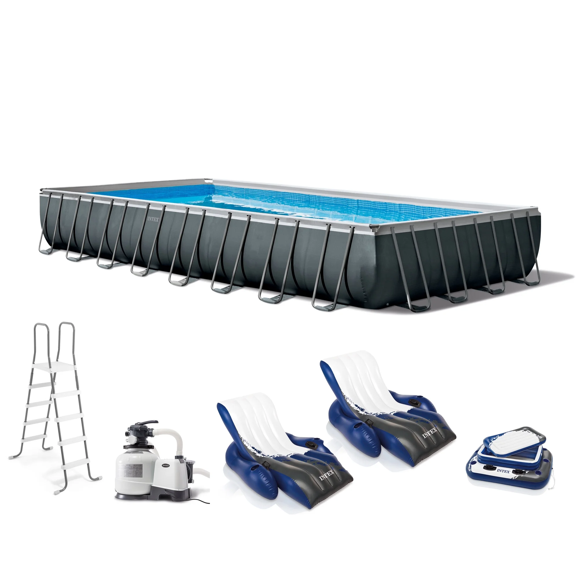 INTEX 32ft x 16ft x 52in Ultra XTR Above Ground Pool, Floats (2 Pack), & Inflatable Cooler - Image 11