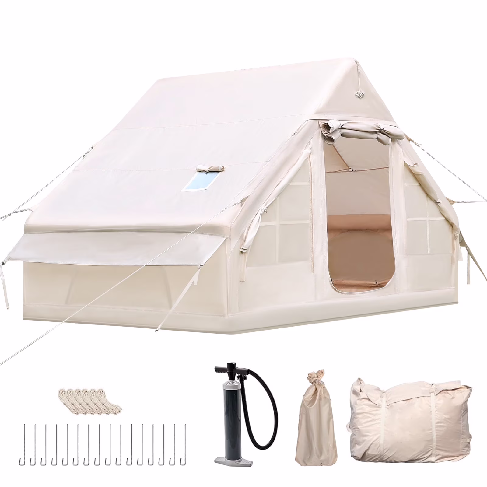 Gaonala 4-6 Person Inflatable Camping Tent with Pump Quick Setup 4-Season Family Tent Waterproof Windproof 420D Oxford Fabric