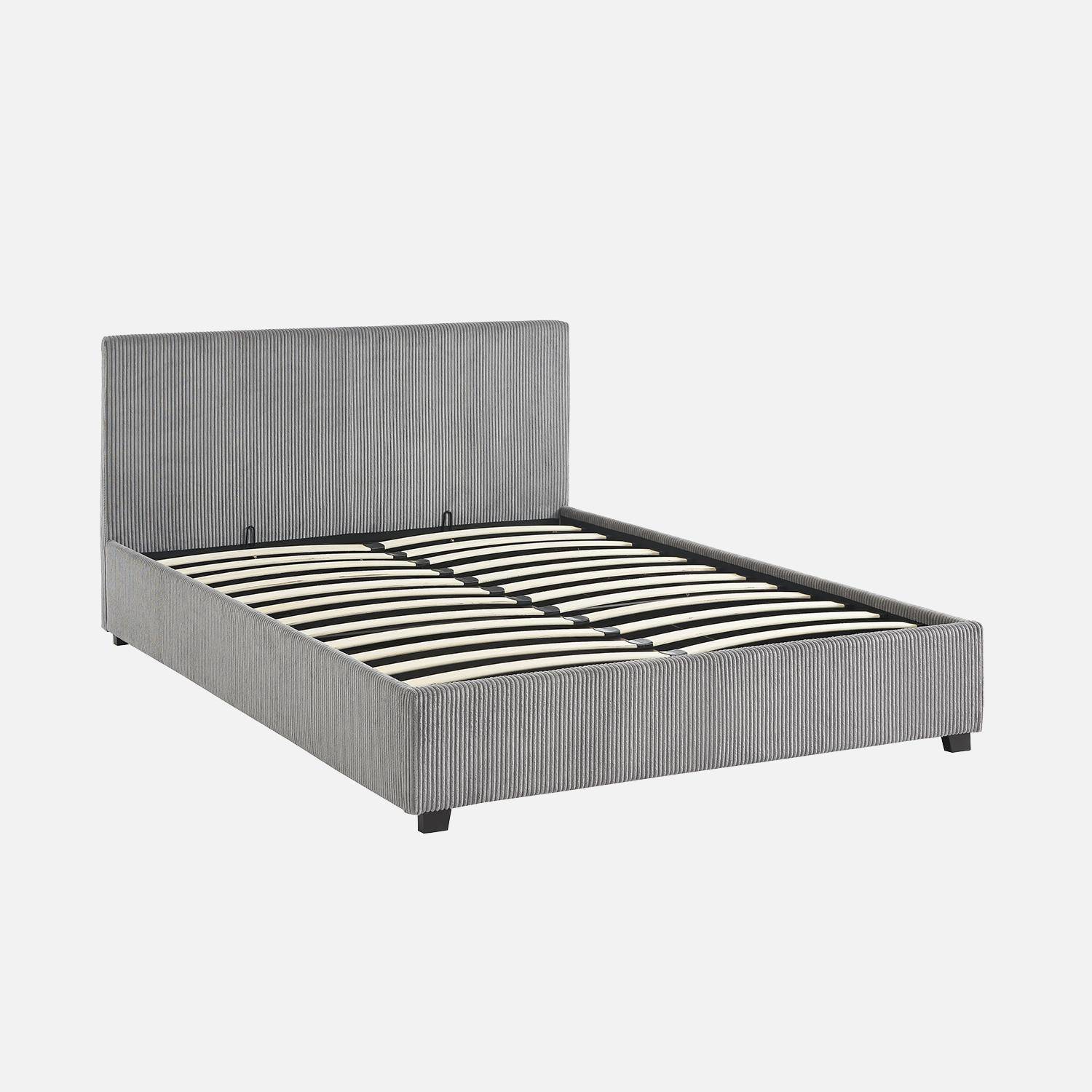 Avalon - Cama con somier abatible y cabecero con acabado en pana gruesa, 140x190cm
