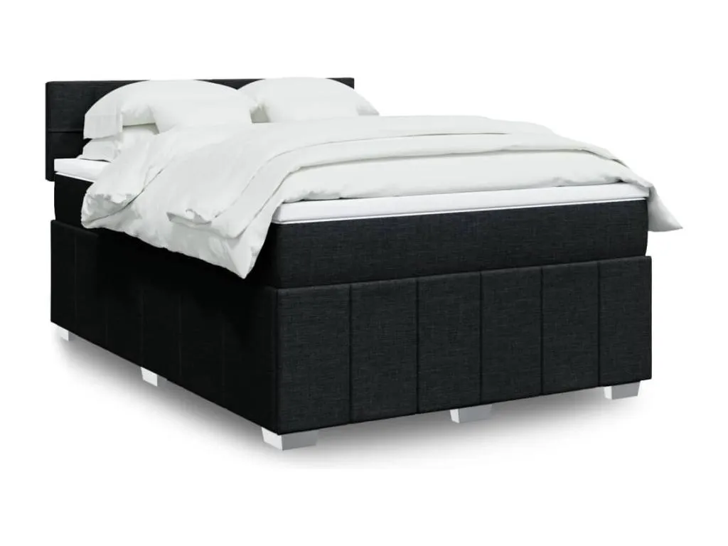 Cama box spring con colchón tela negro 140x200 cm ywb3520768