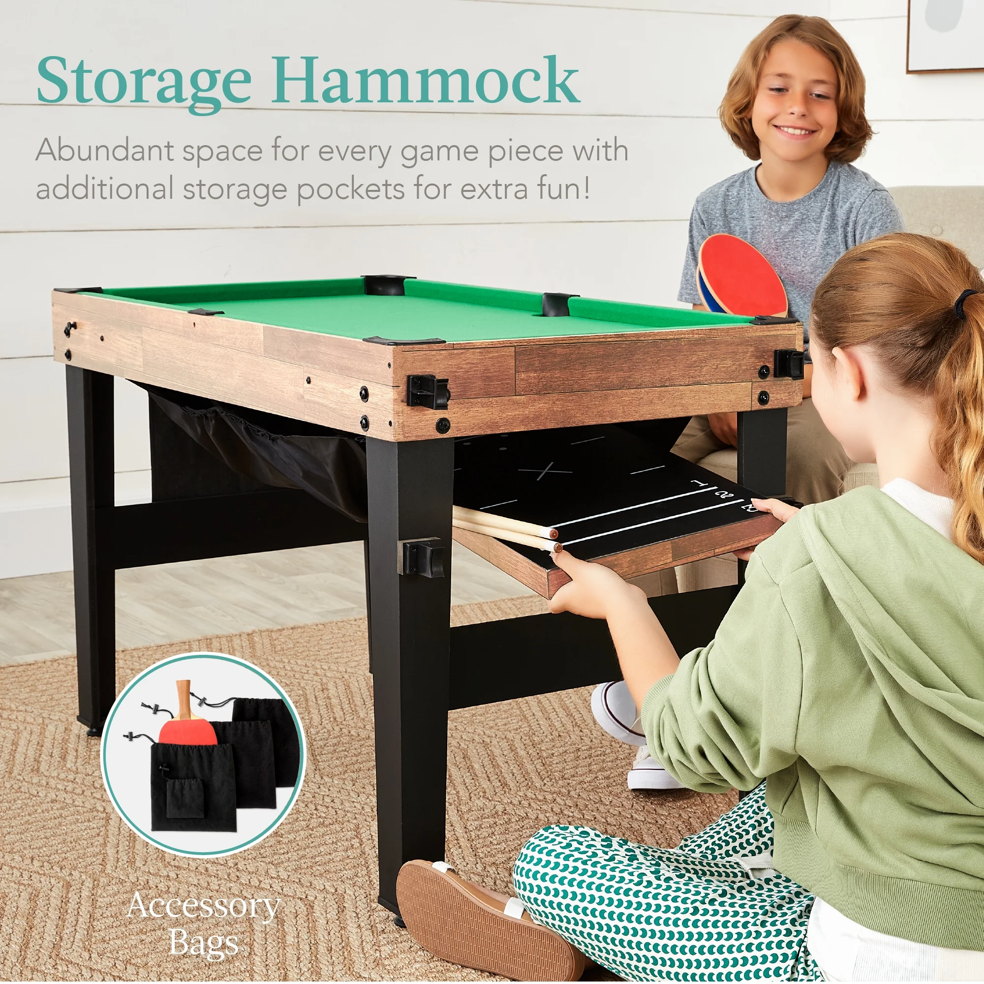Best Choice Products 13-in-1 Combo Game Table Set w/ Ping Pong, Foosball, Basketball, Hockey, Archery - Natural - Image 6