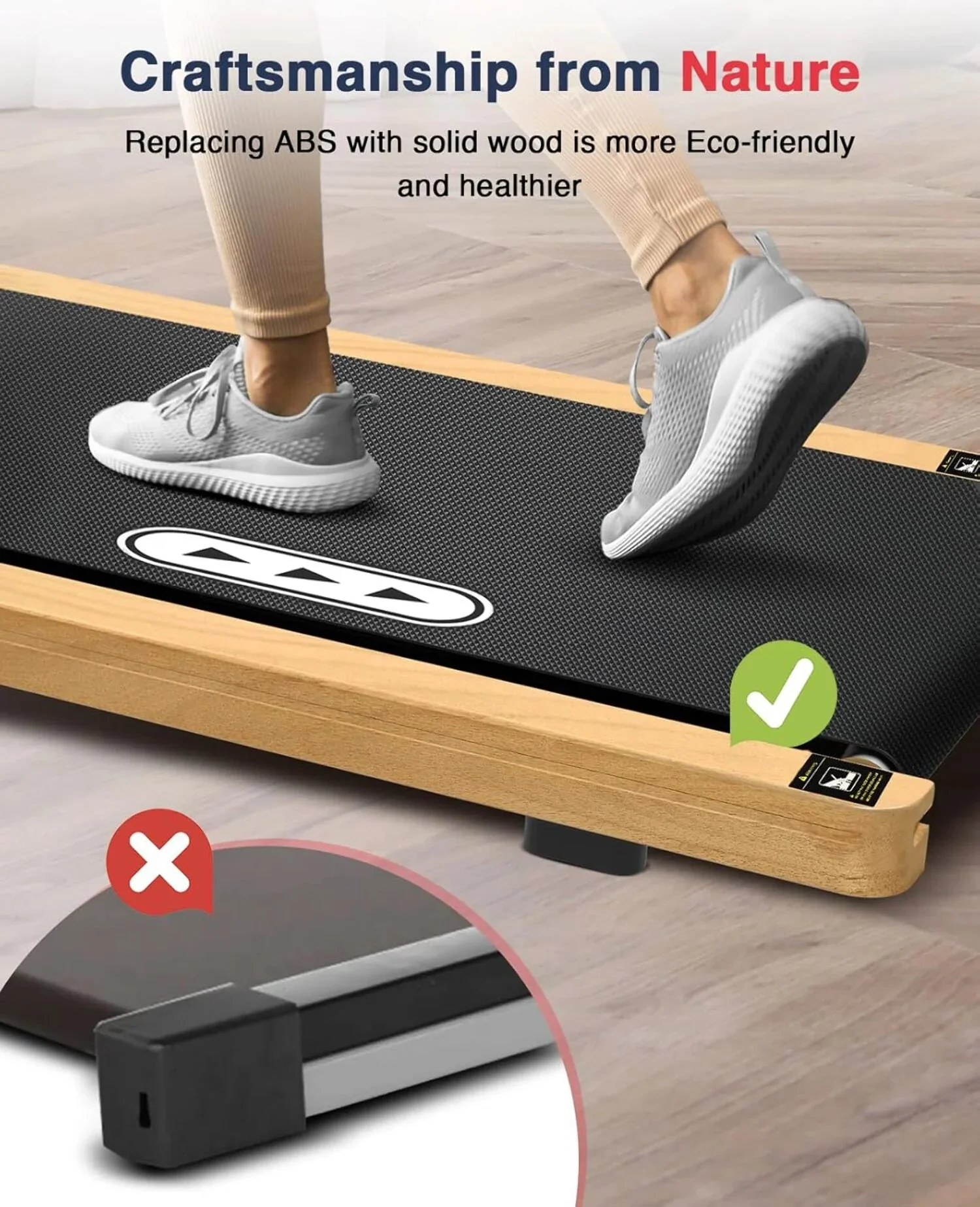Ecotronic Indoor Electric Walking Pad With Natural Wood Finish, 2.25HP Motor, LED Display, Remote Control And Incline - Image 8 Ecotronic Indoor Electric Walking Pad With Natural Wood Finish, 2.25HP Motor, LED Display, Remote Control And Incline - Image 8