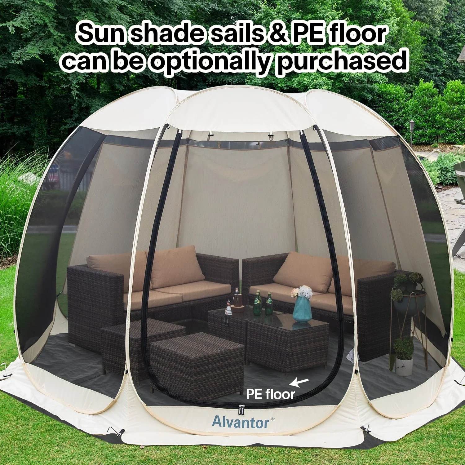 Alvantor Screen House Camping Instant Canopy 12 ft x 12 ft - Beige - Image 11 Alvantor Screen House Camping Instant Canopy 12 ft x 12 ft - Beige - Image 11