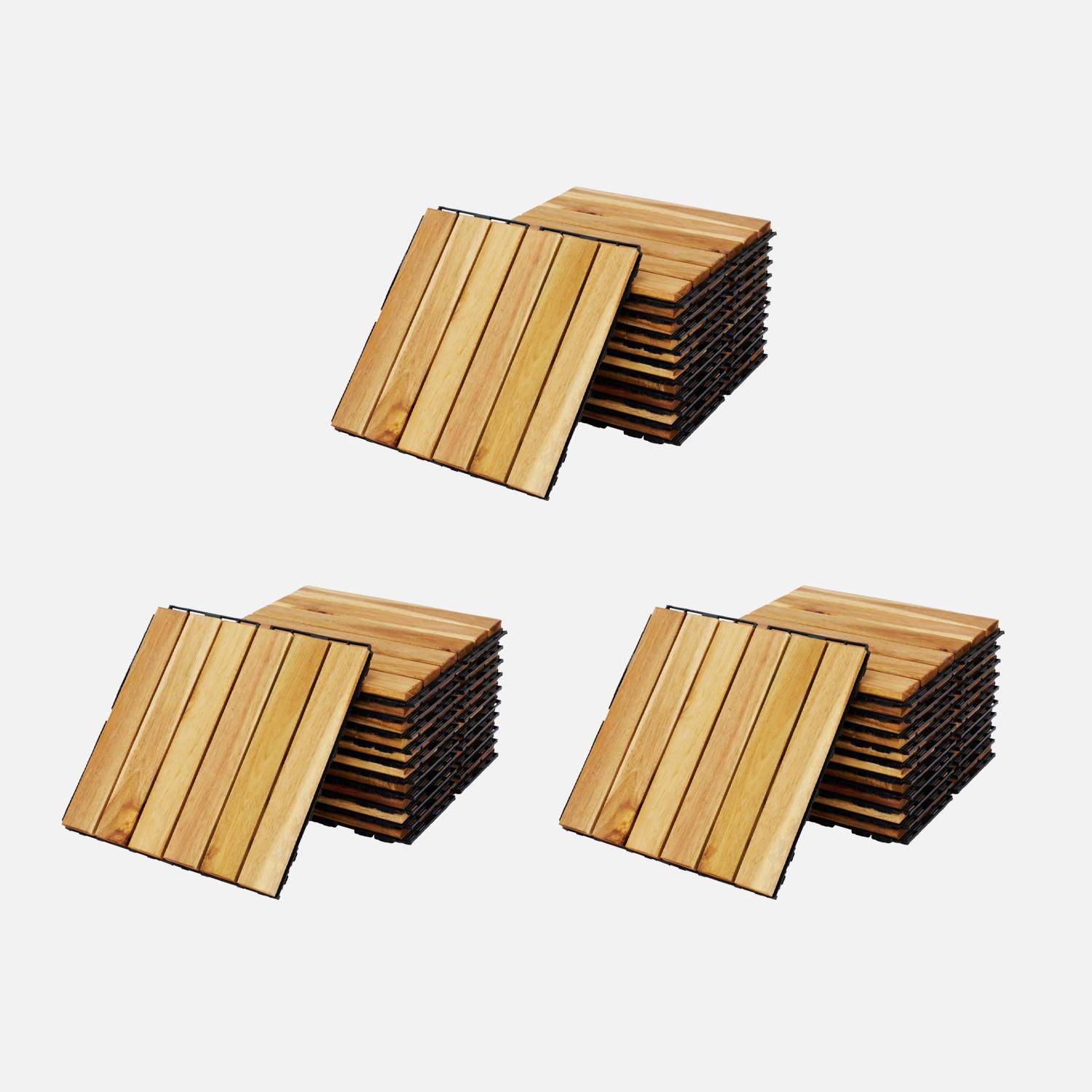 Sarrafo - Juego de baldosas de madera para terraza de 30 x 30 cm, diseño lineal