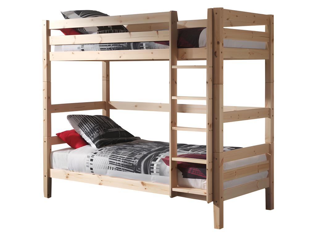 Litera 90x200 Altura 180 cm Somier Incluido Tucasago Pino - Madera