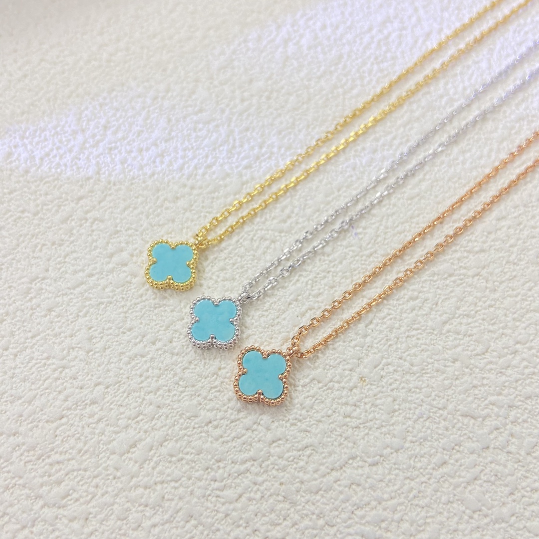 VCA Amazonite Sweet Alhambra Pendant Necklace, 1 Motif - Original Replica Club