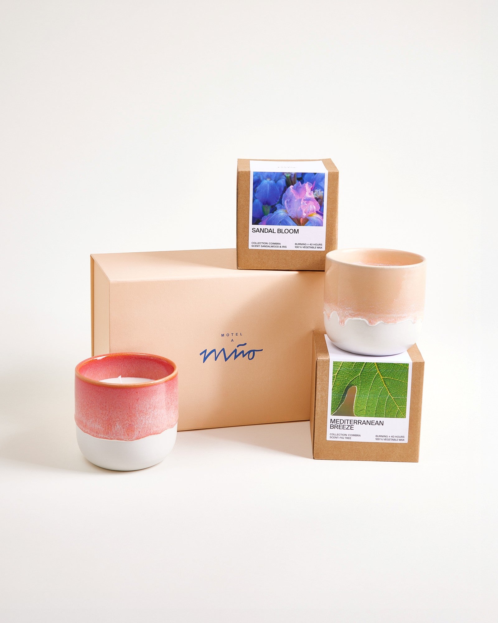 Coimbra Geschenk-Set Duftkerze apricot pink 3-teilig