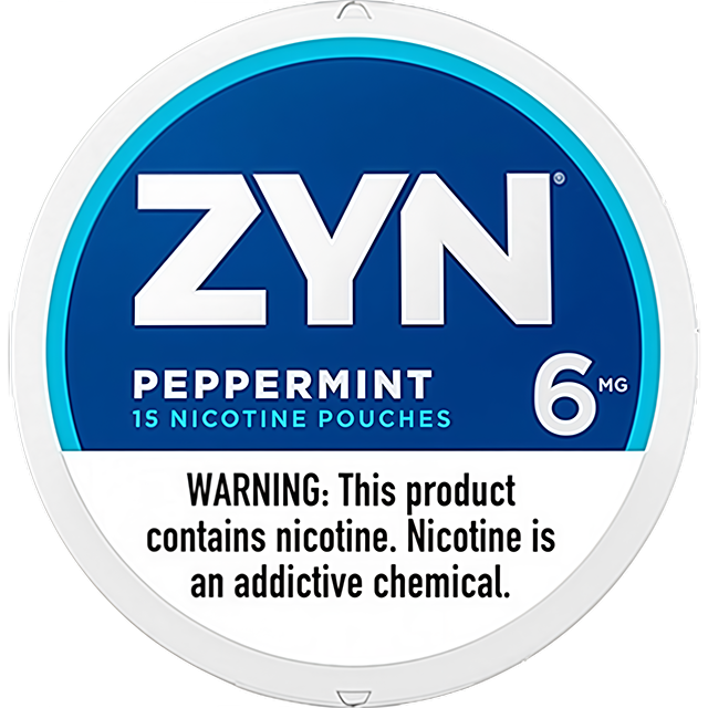 ZYN Peppermint 6mg nicotine pouches — Mini Dry can with 15 normal-strength peppermint pouches