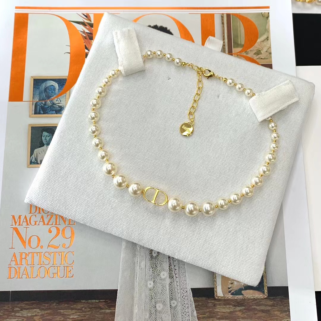 Dior CD Pendant Pearl Choker Necklace - Original Replica Club