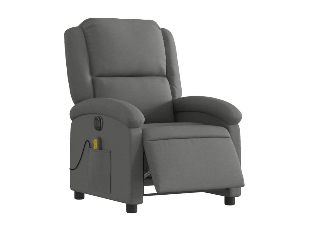 Sillón reclinable de masaje eléctrico tela gris oscuro