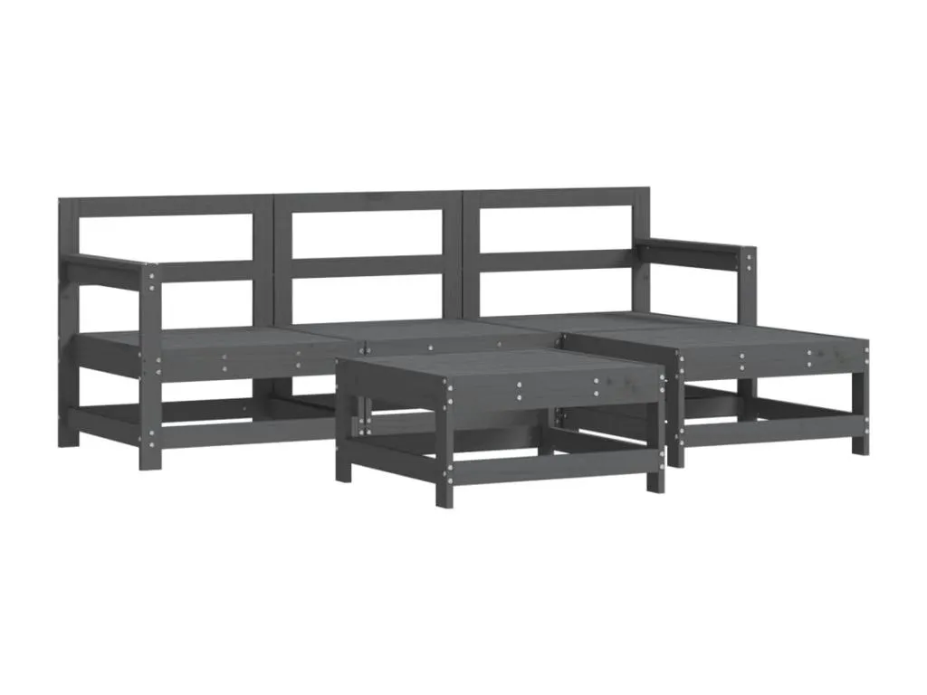 Juego de sofás de jardín 5 piezas Luxmbls maciza de Luxmbls gris ZPQK49366