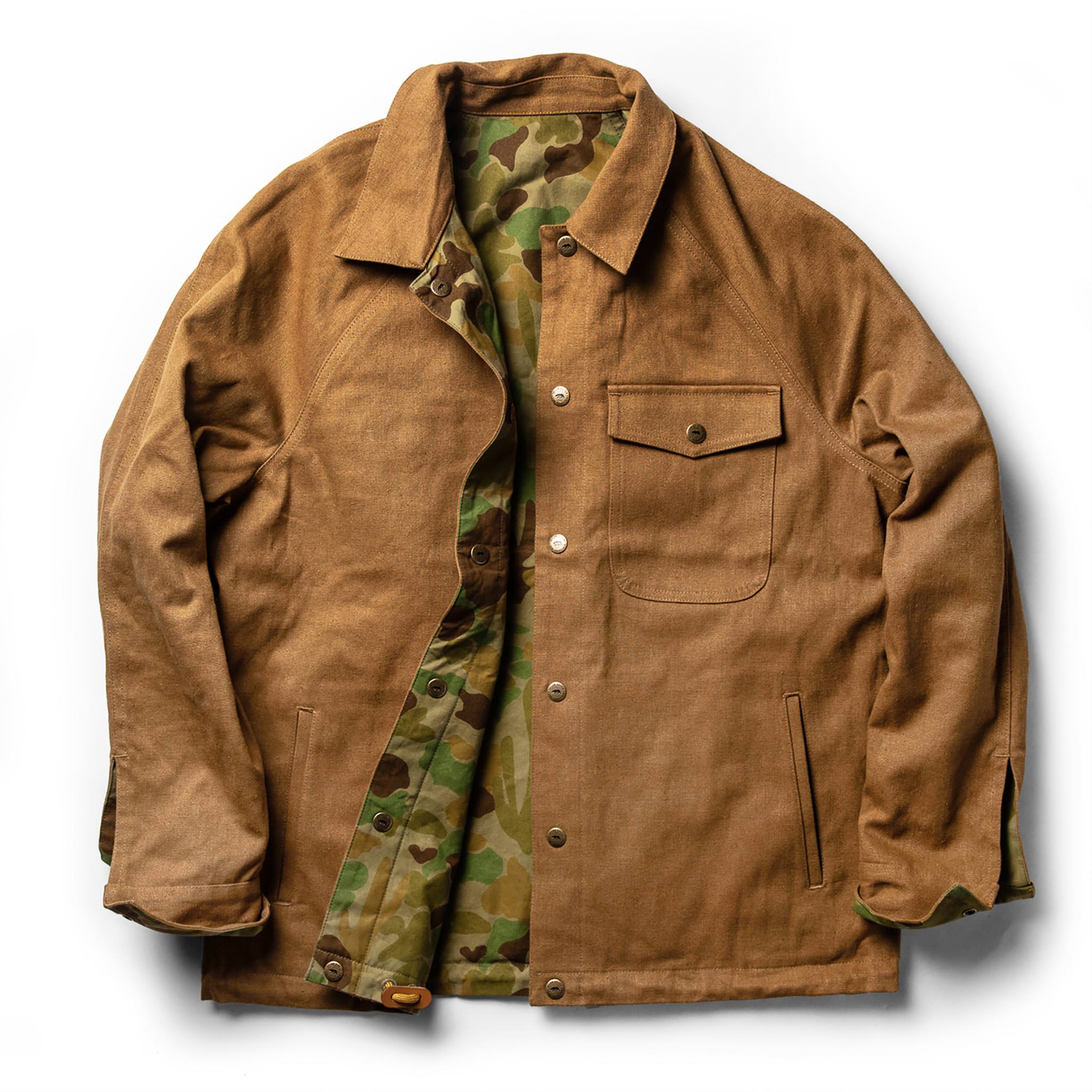 The Taylor Stitch x Gear Patrol Reversible Lombardi Jacket in Arid Camo