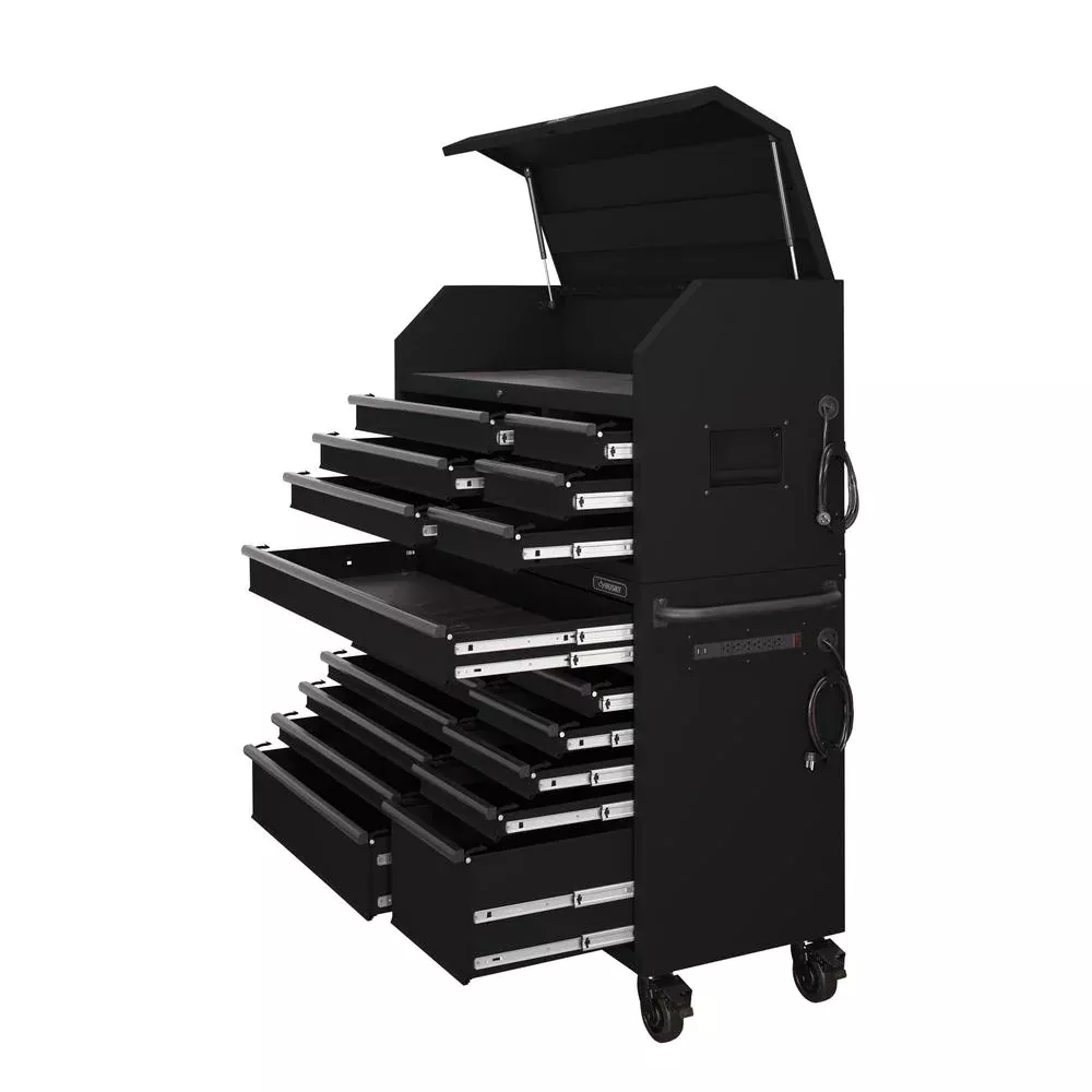 HEAVY-DUTY 56 IN. W 18-DRAWER COMBINATION TOOL CHEST AND CABINET SET, MATTE BLACK
