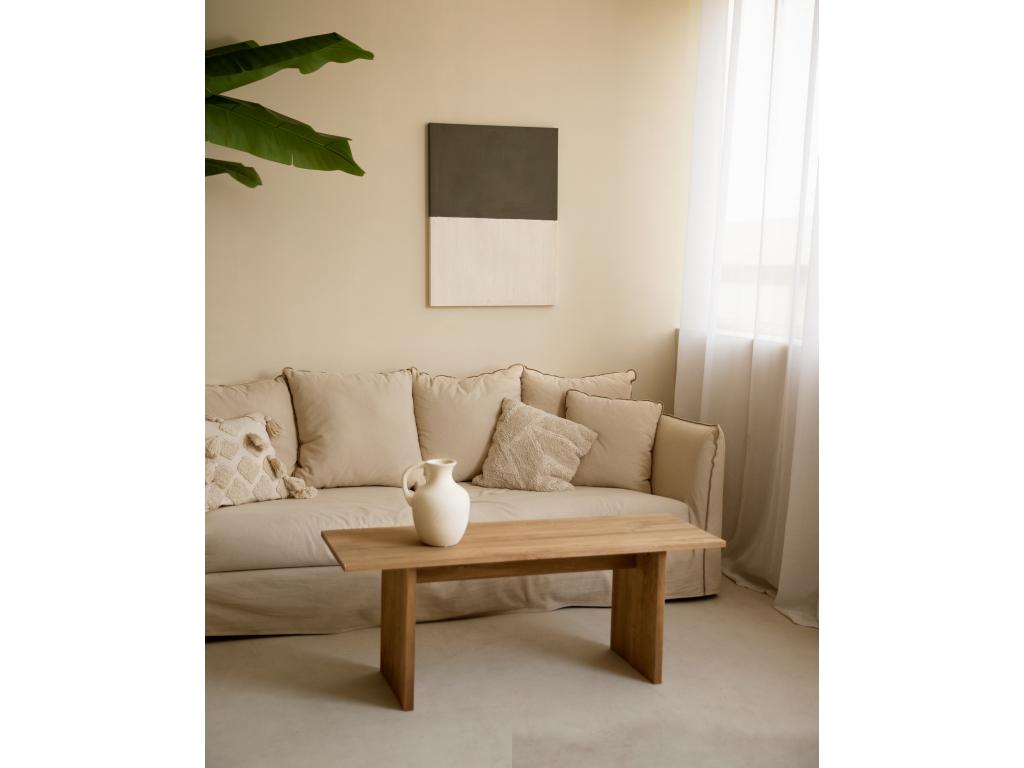 Cuadro decorativo sobre lienzo de algodón con marco de madera blanco pintado artesanalmente con pintura al oleo de 80x100cm - MARINA - Casaplu