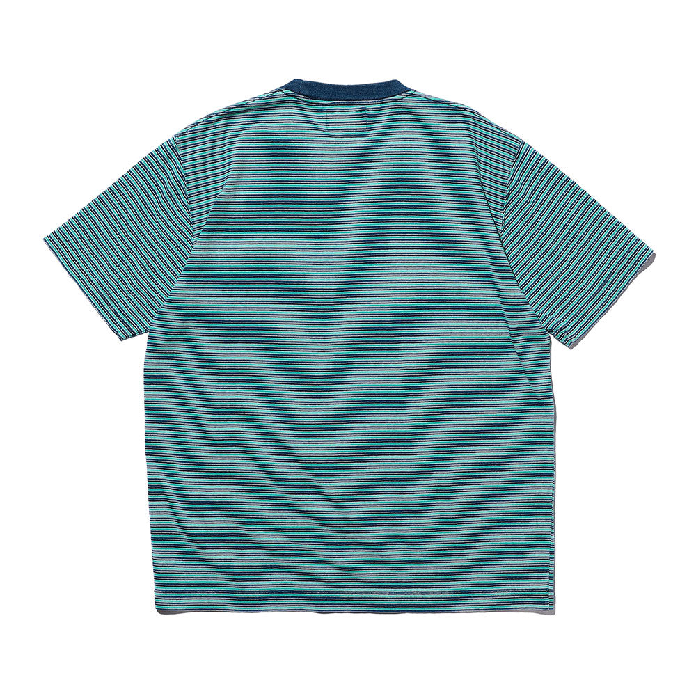 Beams Plus - T-shirt Indigo à rayures - Vert