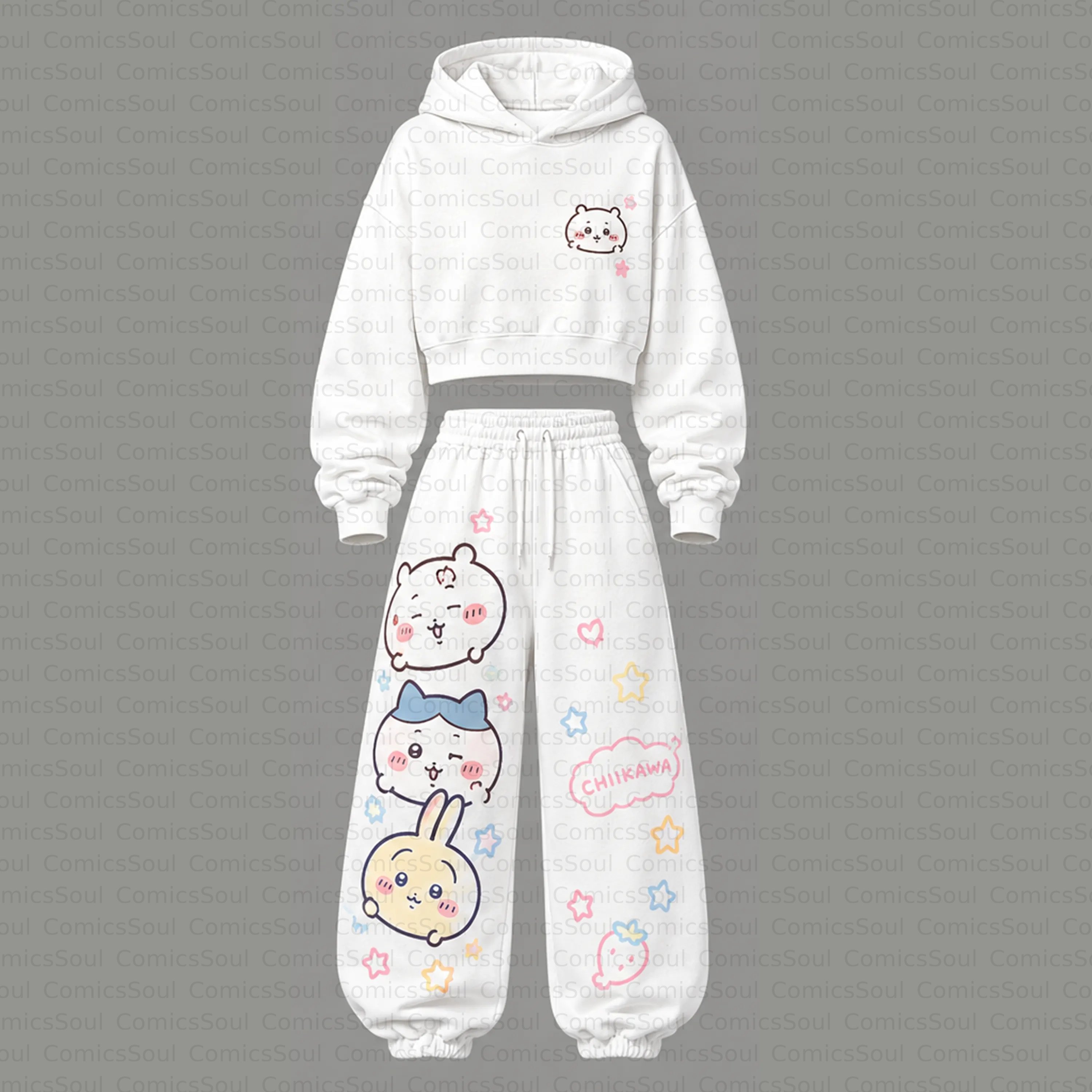 CHIIKAWA Cropped Long Sleeve Hoodie & High Waist Jogger Pants Two Piece TeeThreads Sustain the Scene with Custom Apparel