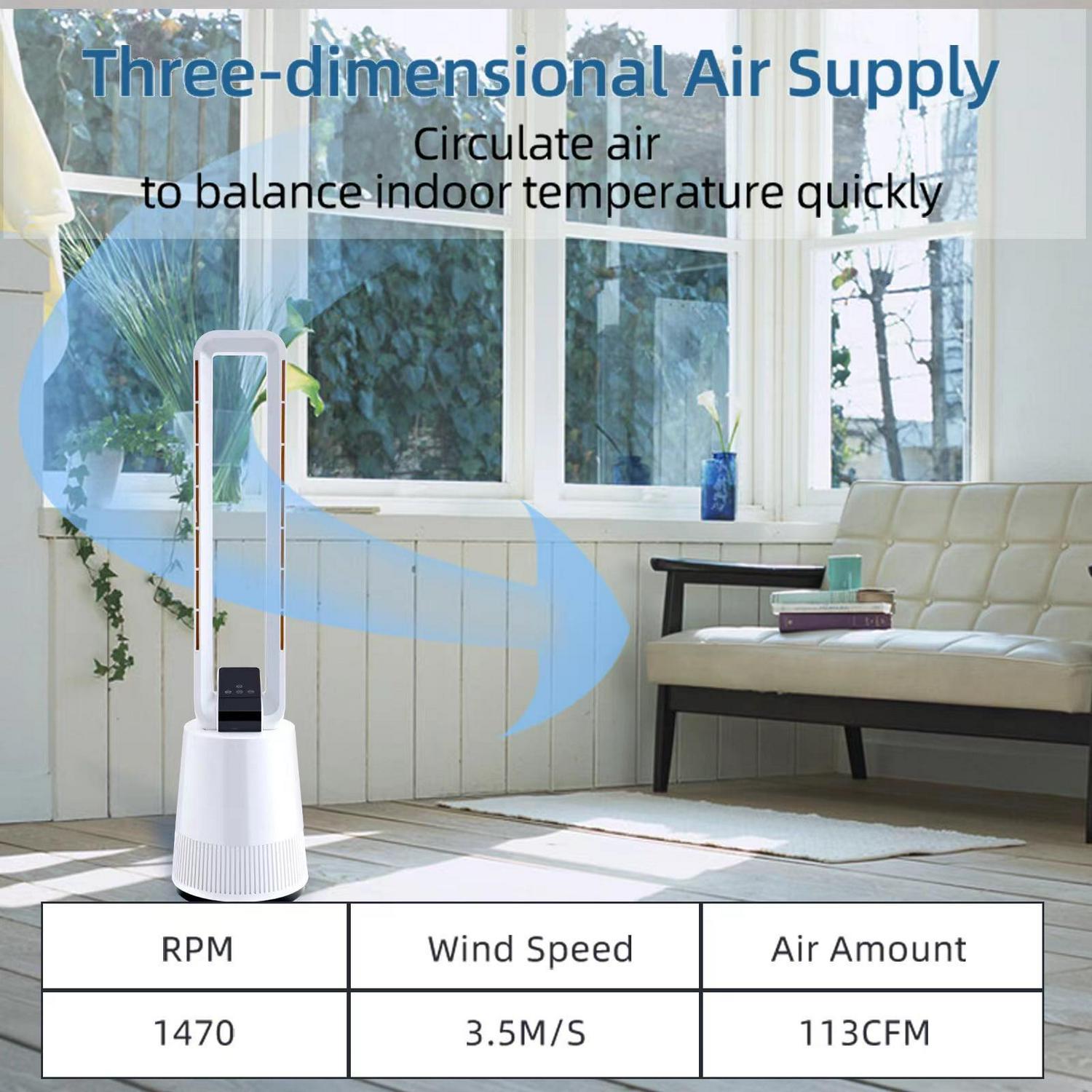Dubbin 38 in 3-Speed Bladeless Oscillating Electric Household Fan - Image 2
