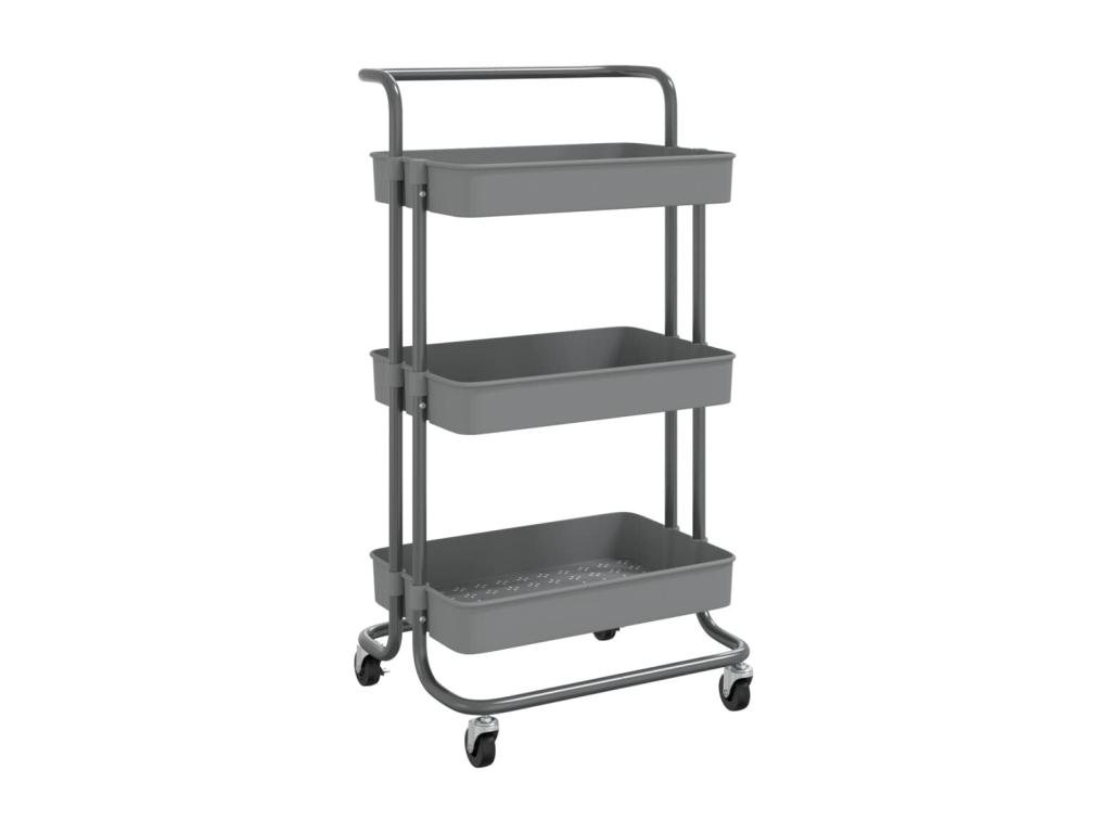 Carrito de cocina 3 niveles hierro y ABS gris 42x35x85 cm
