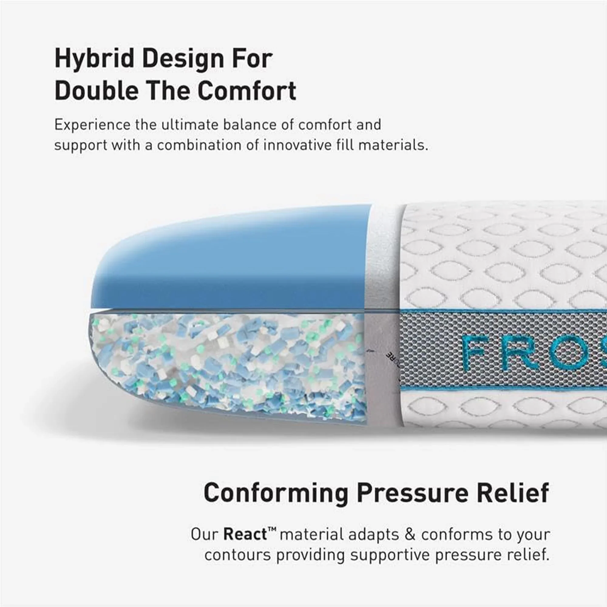 Bedgear Frost Performance Pillow - Size 3.0 - Cooling Bed Pillow for Hot Sleepers - Medium Firmness Pillow for All Sleep Positions, Hypoallergenic