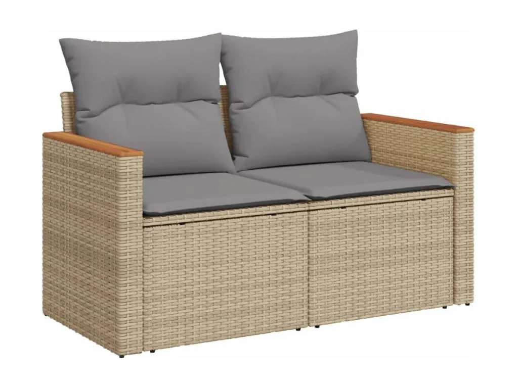 Juego de sofás jardín con cojines beige mezcla 4 piezas ratán PE VFMR40424