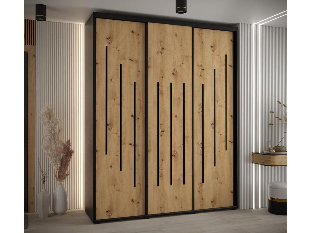 ARMARIO Cozetiq 8 DE PUERTAS CORREDERAS 235 - 2/190/60 3 puertas Negro/Artisan/Negro