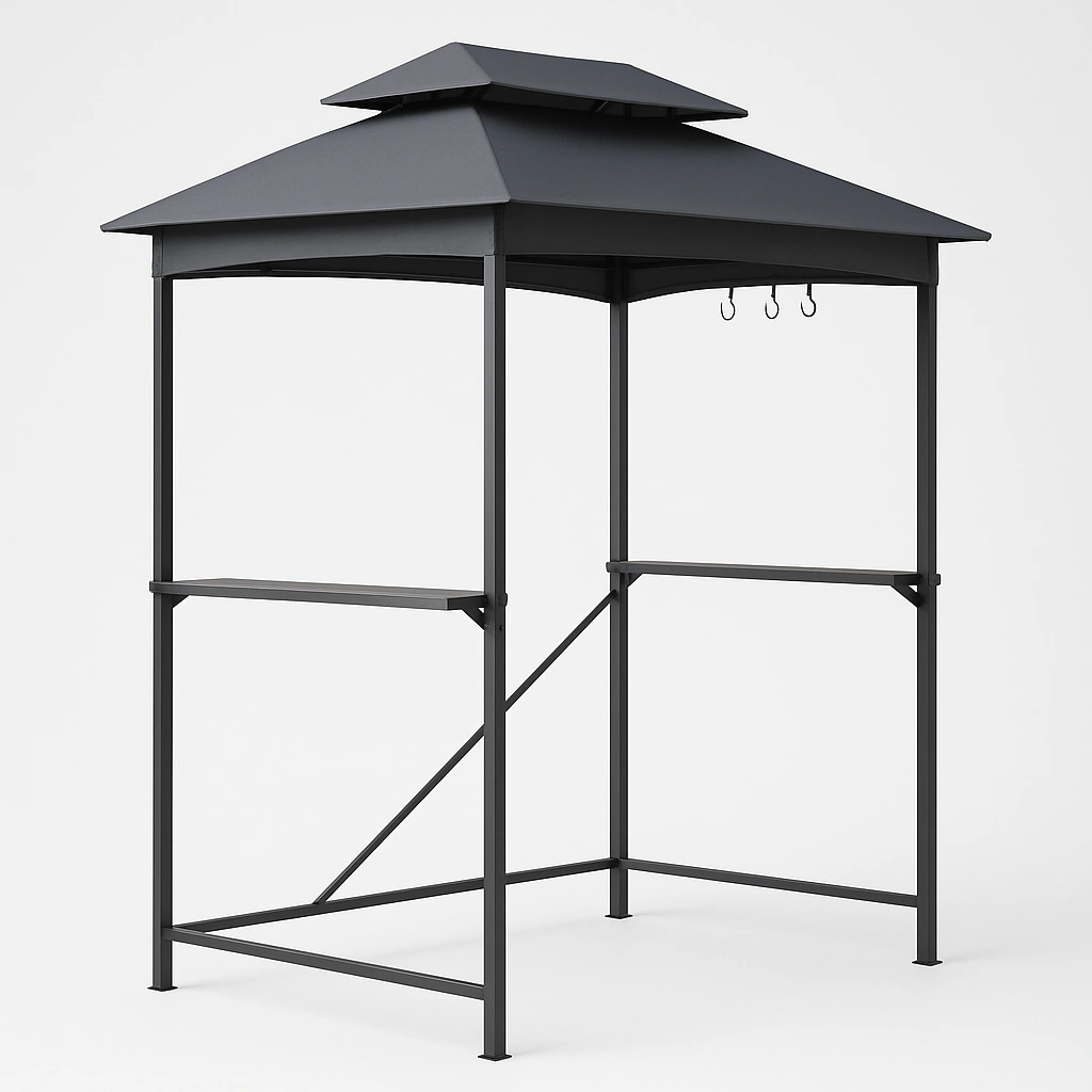 Caseta metálica para barbacoa con techo a dos aguas 200x120x250 cm