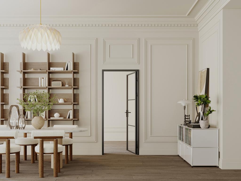 Puerta reversible de aluminio y vidrio templado - Alt. 204 x Ancho 93 cm - Negra - MASERU