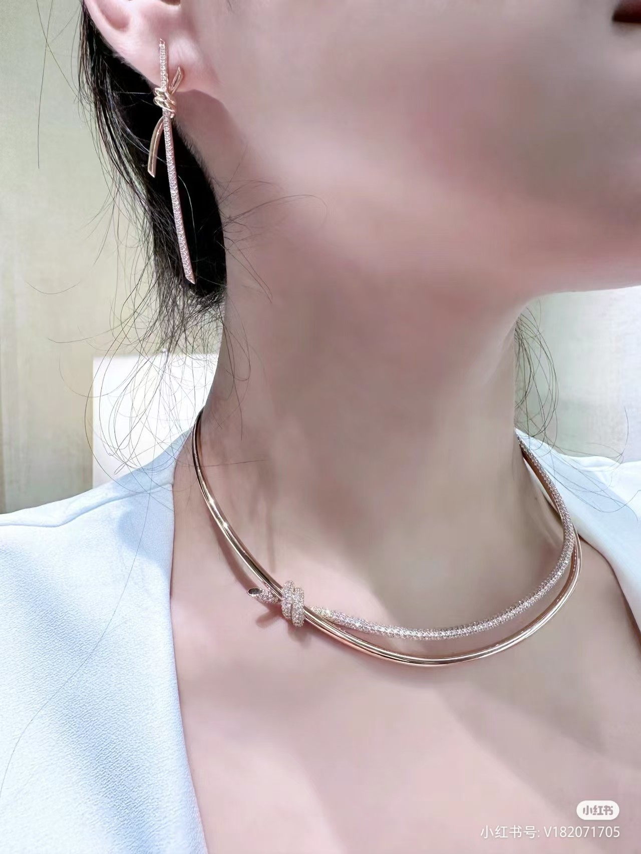 Tiffany Knot Double Row Hinged Necklace - Original Replica Club