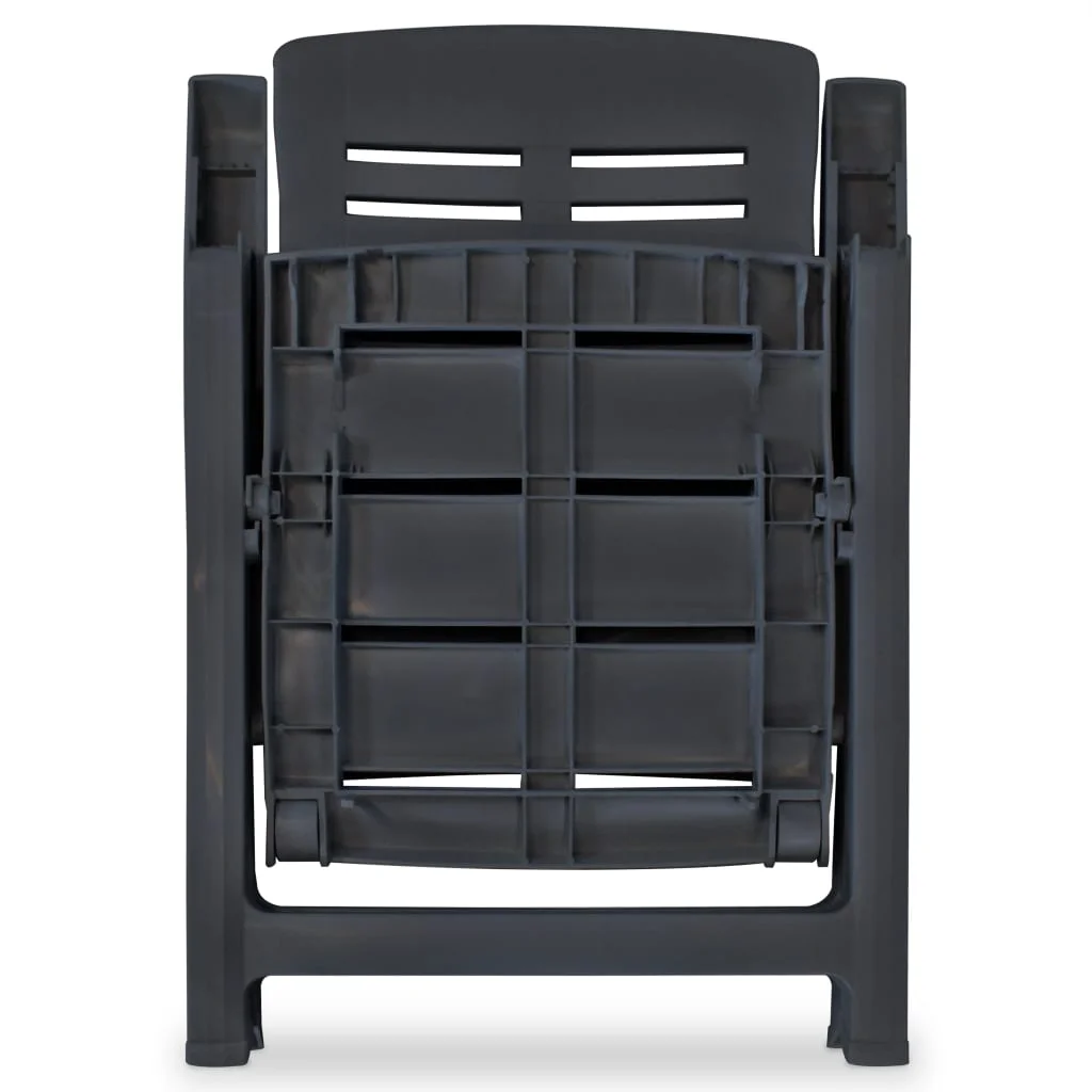 vidaXL Reclining Patio Chairs Outdoor Stack Dining Chair with Armrest Plastic - Image 8