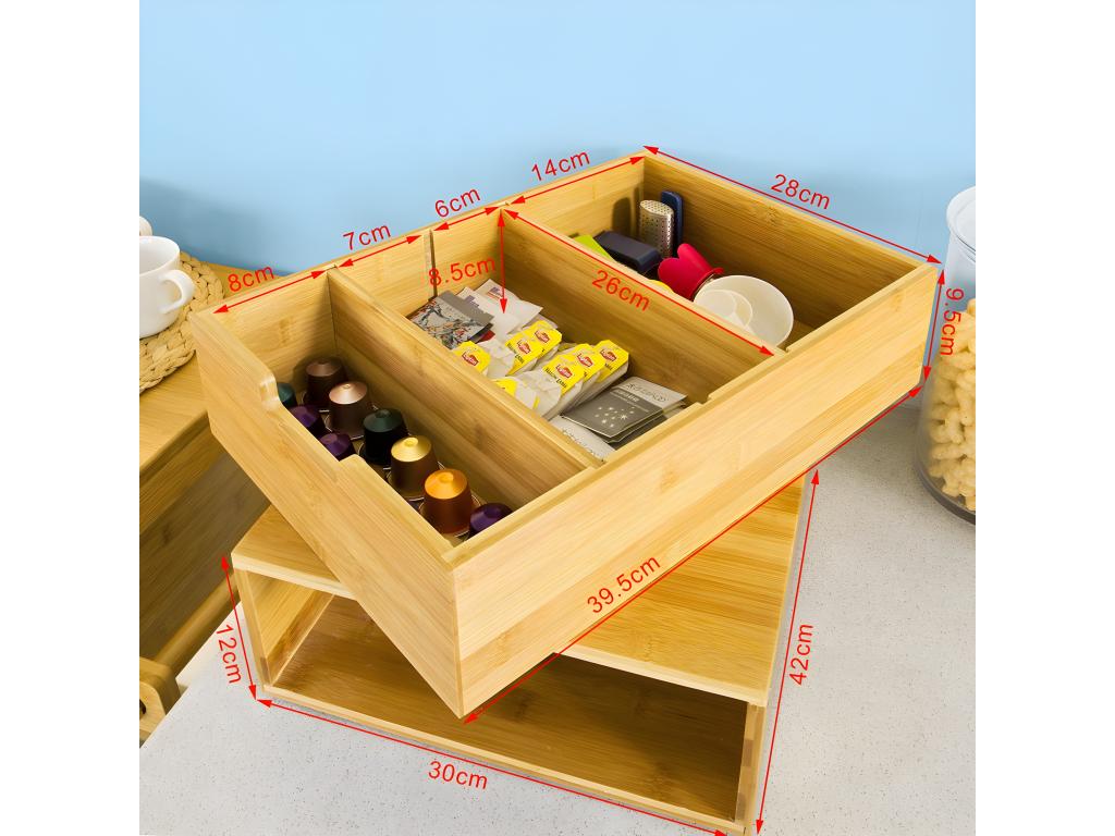 Soporte para Cápsulas de Café de Bambú, Café cajón de almacenamiento, FRG83-N Pratcas ES