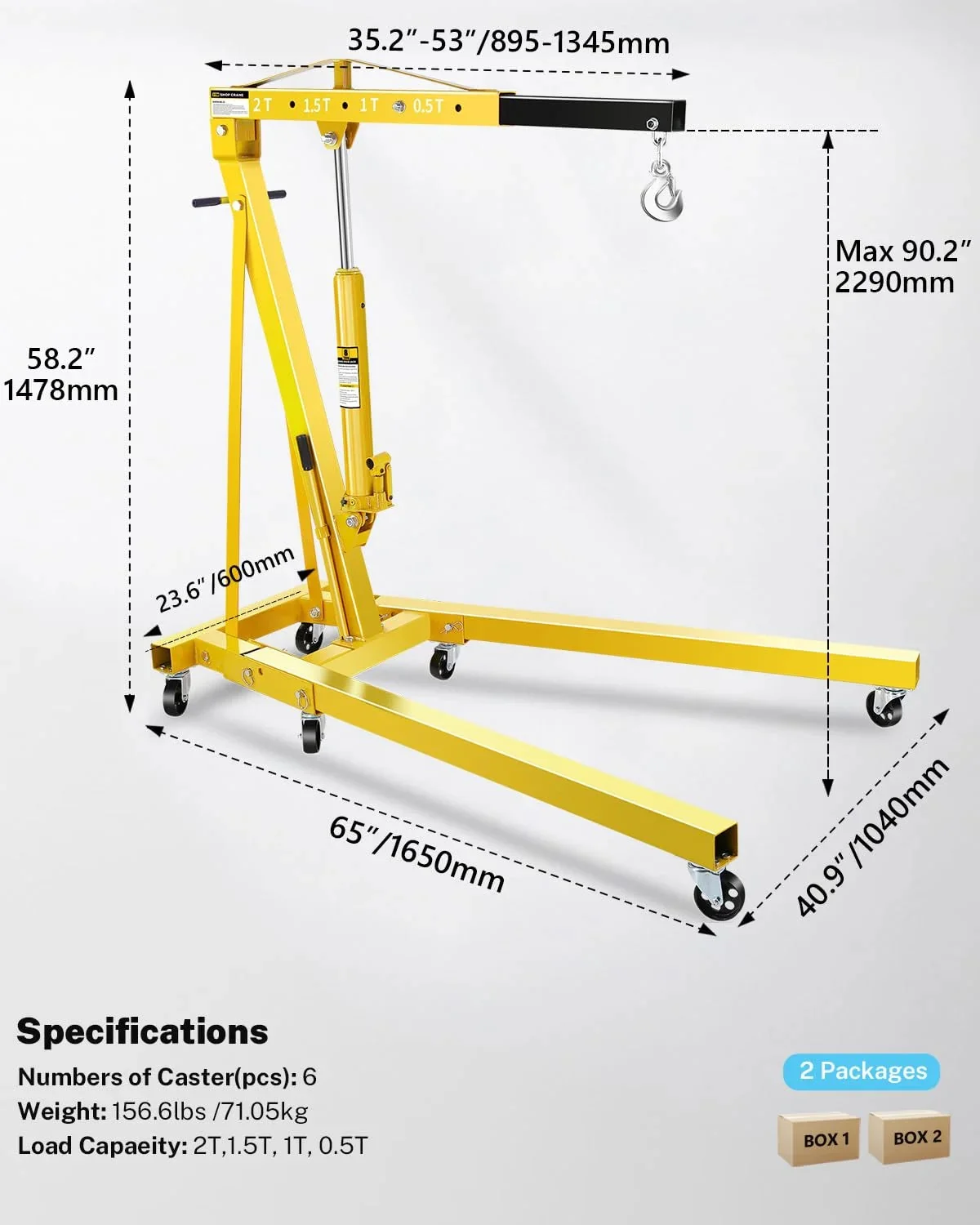 Garvee 2 Ton Hydraulic Folding Shop Crane Engine Hoist With Lever - Image 9 Garvee 2 Ton Hydraulic Folding Shop Crane Engine Hoist With Lever - Image 9
