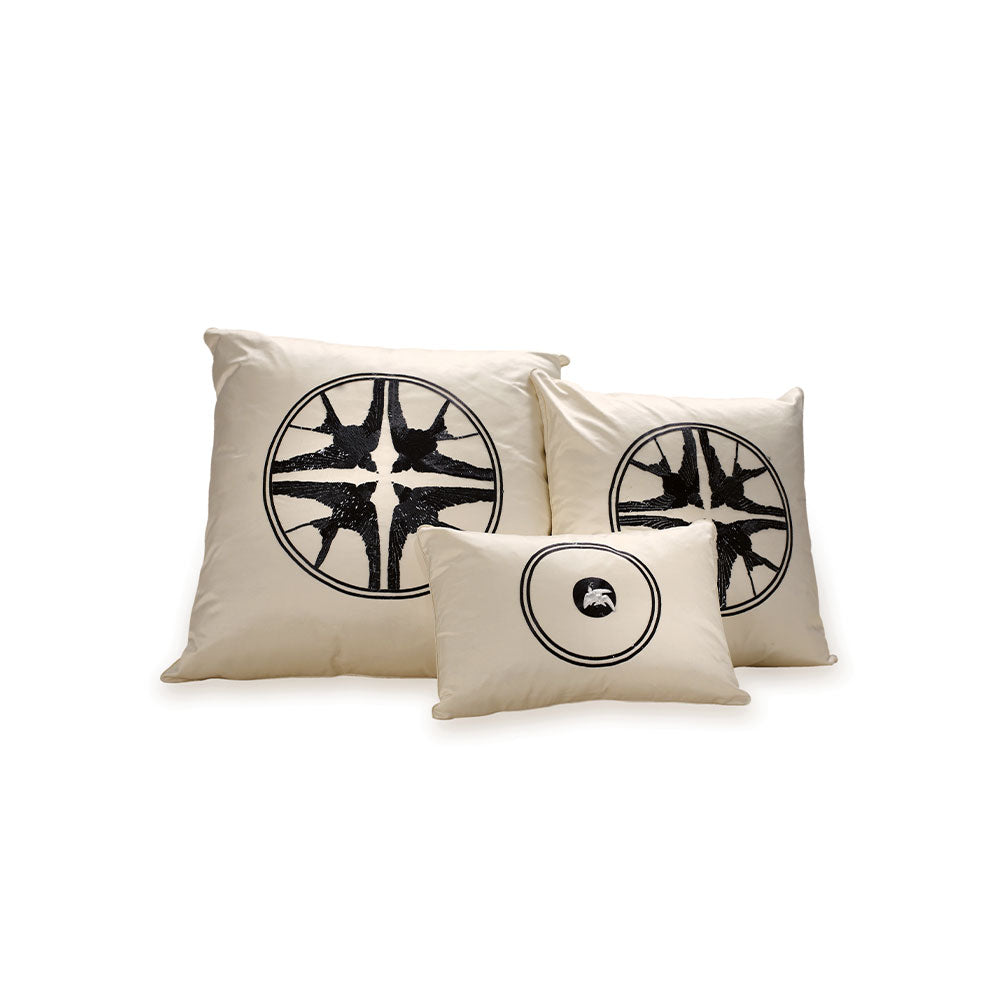 COUSSIN PERLÉ HIRONDELLES MOYEN MODÈLE - SOIE IVOIRE, PERLÉ, MOYEN MODÈLE