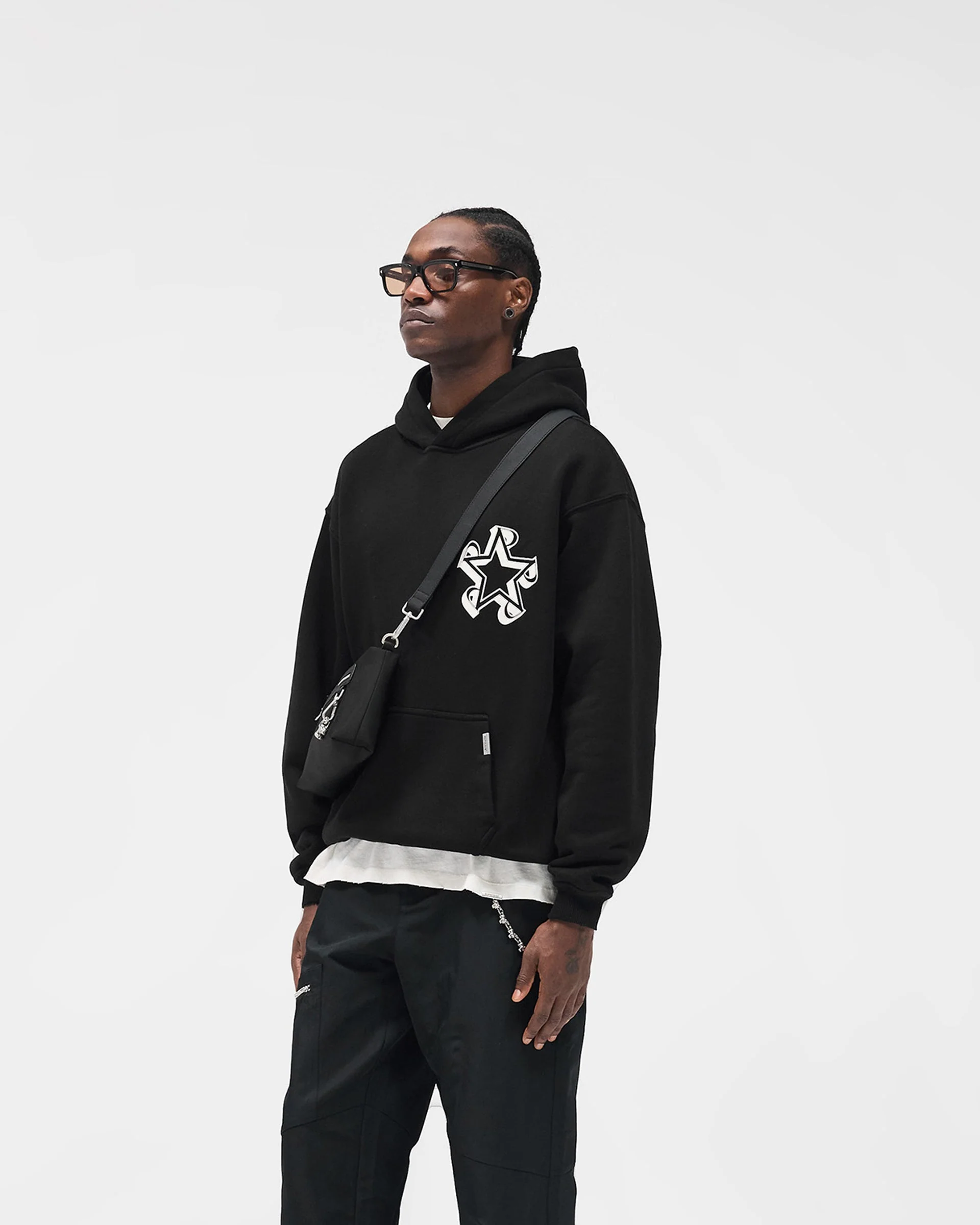 Initial Star Hoodie - Jet Black