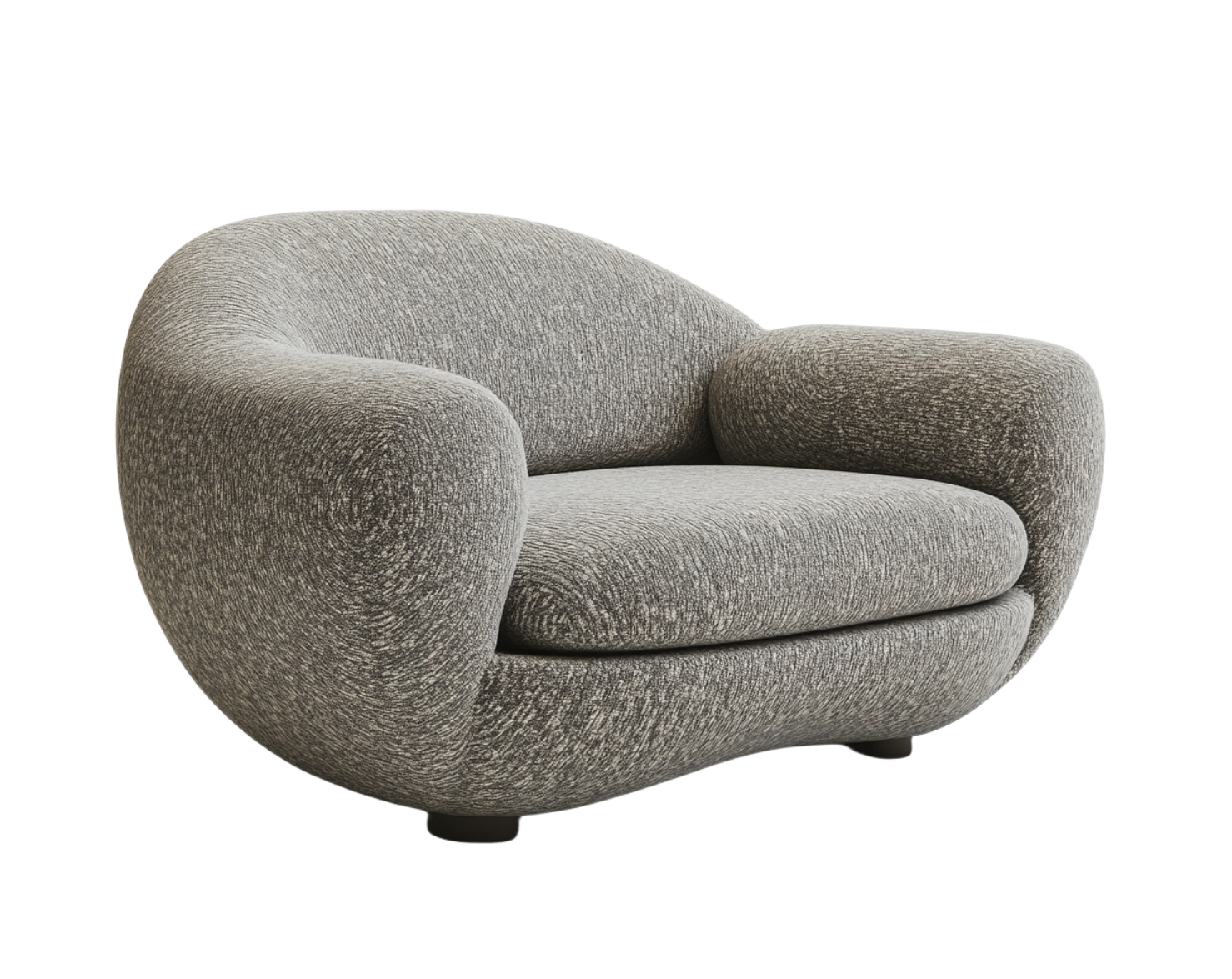 Butaca moderna tapizada en tejido boucle gris 1,1x0,9 m