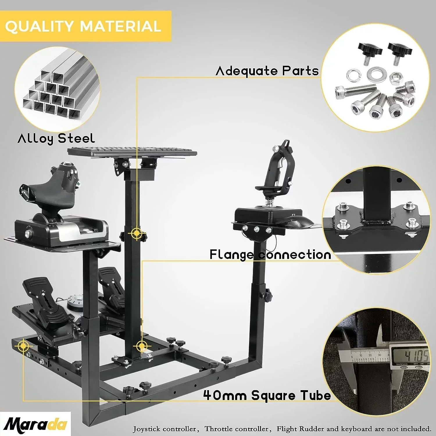Marada Flight Simulator and Racing Wheel Stand, Adjustable, Carbon Steel - Fits Thrustmaster HOTAS Warthog - Image 3 Marada Flight Simulator and Racing Wheel Stand, Adjustable, Carbon Steel - Fits Thrustmaster HOTAS Warthog - Image 3