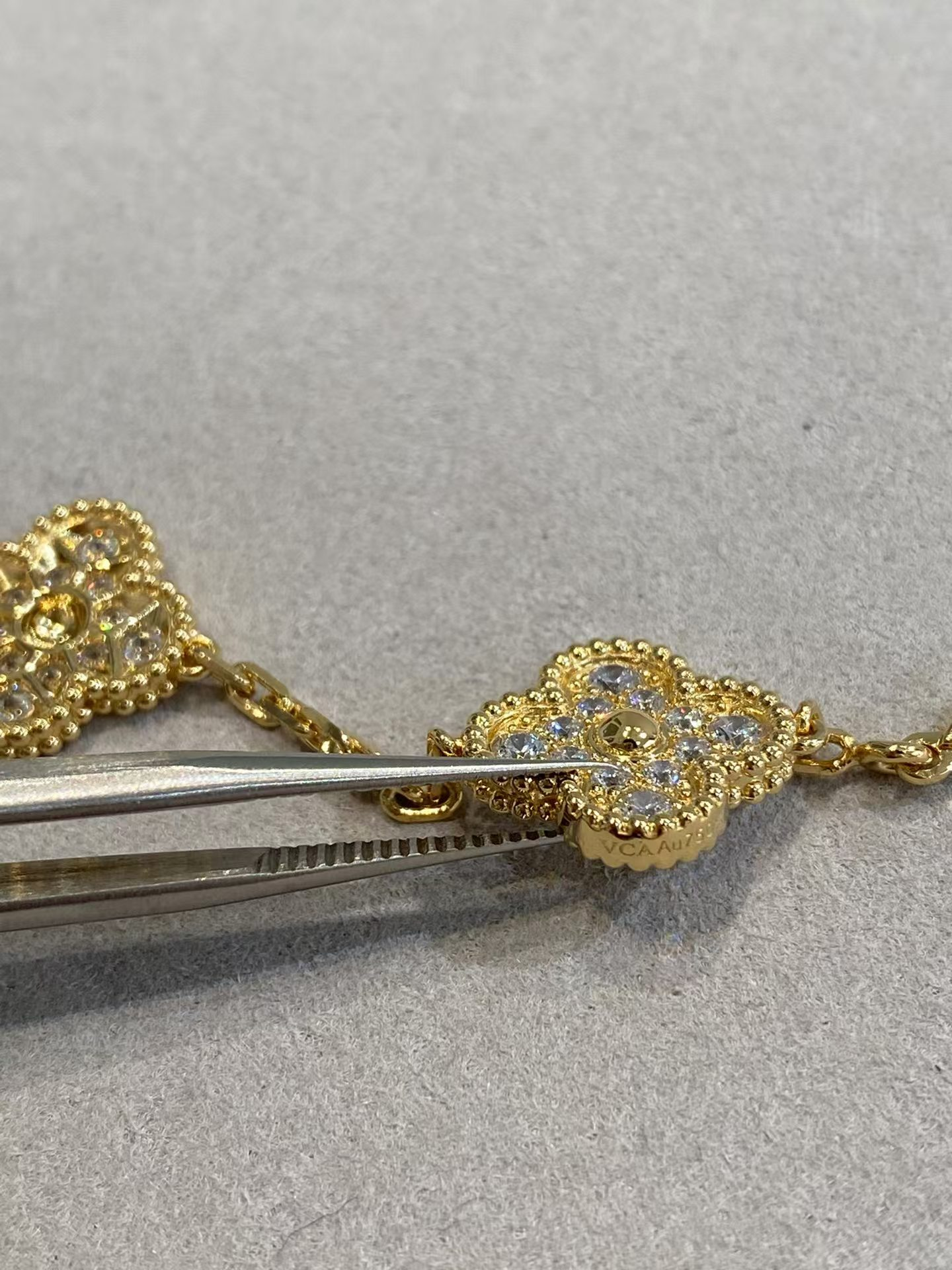 VCA Vintage Alhambra Bracelet in Gold-tone with Paved,5 Motifs - Original Replica Club