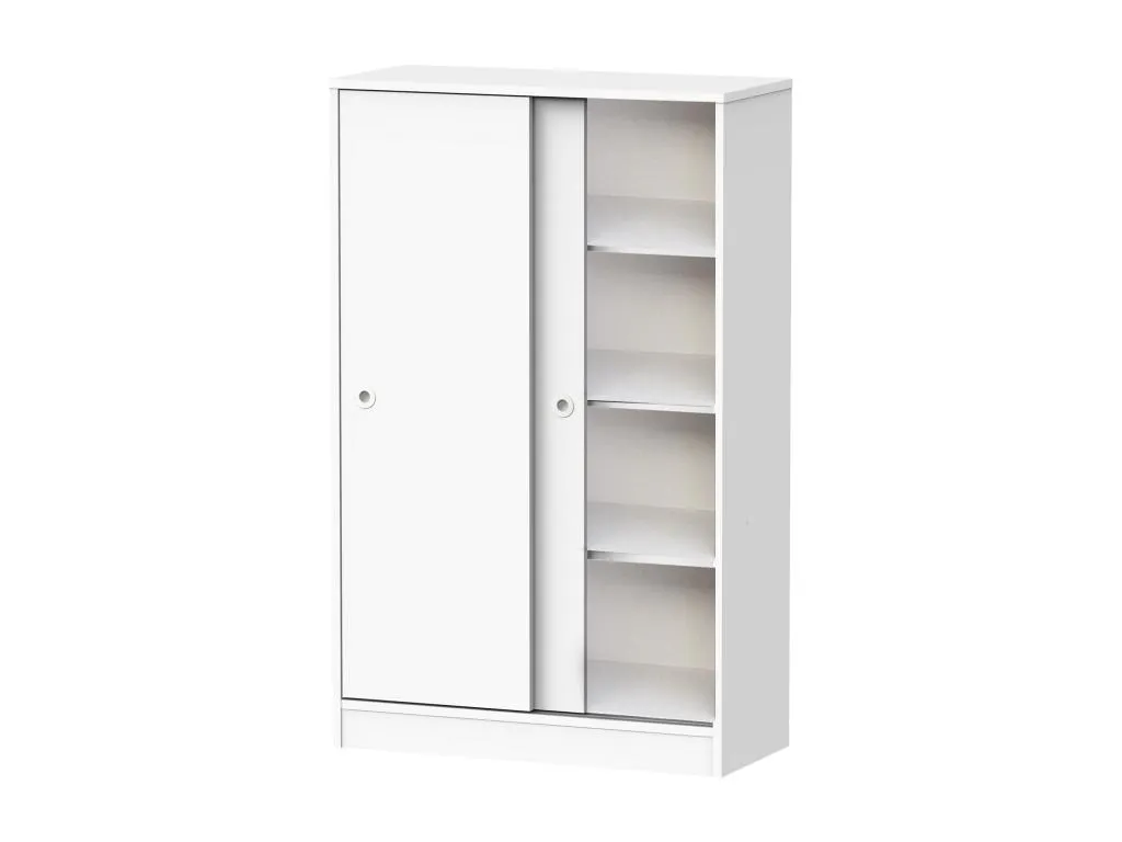 Armario con 2 puertas correderas color Blanco - Altura 120 x Longitud 74 x Profundidad 33 cm