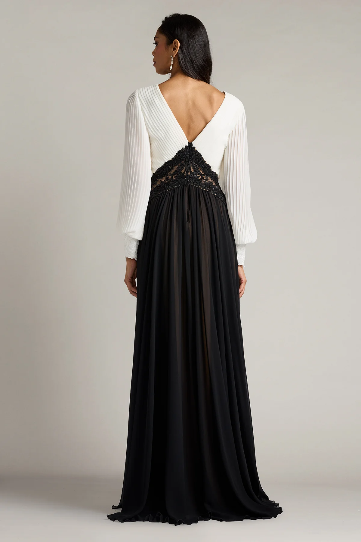 Benulo Pleated Embroidered Waist Gown - Special Events Unlimited
