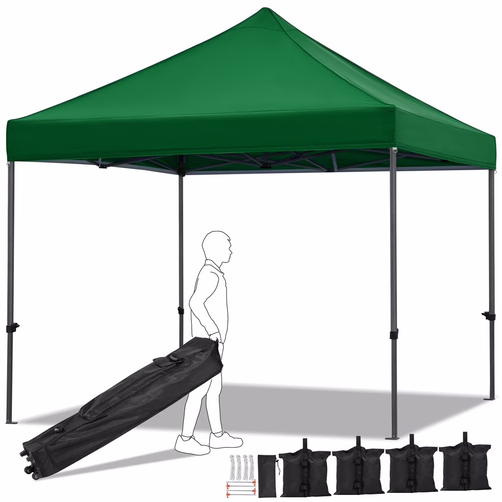 Alden Design Adjustable 10' x 10' Commercial Pop-up Canopy with Wheeled Carry Bag, Blue